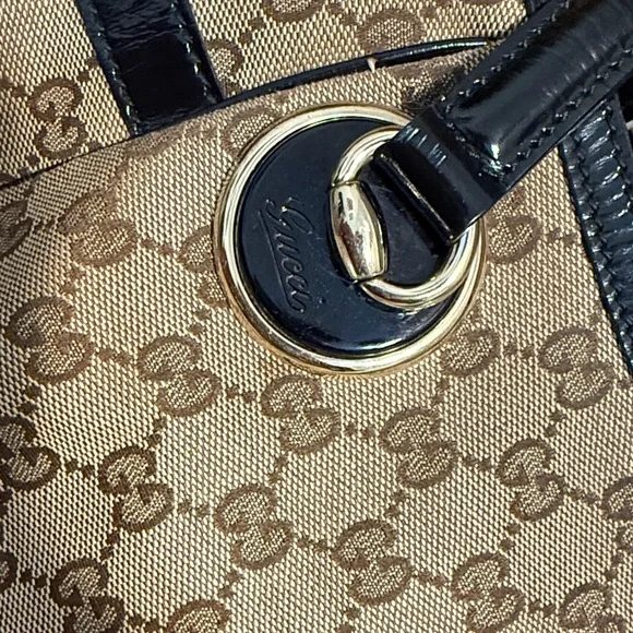 Gucci Full Moon Tote Tan and Black Monogram Shoulder Bag - Picture 3 of 10